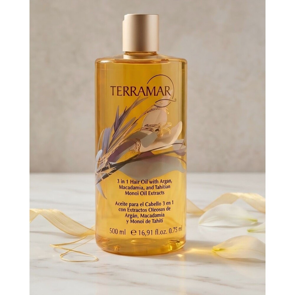 TERRAMAR Hair Oil Argan Macadamia Tahitian Monoi 16.91 fl oz Yellow JUMBO